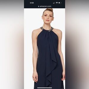 SL Fashions Jewel  Halter Chiffon Dress  Cocktail Formal Women's Sz#16 New